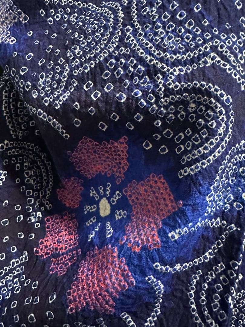 新品✨美品✨藍染に紫　有松鳴海絞り浴衣　身丈161裄丈67