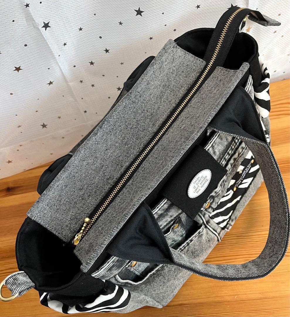 グレーデニムリメイクバッグ（L）No.799☆ハンドバッグ　マザーズバッグ