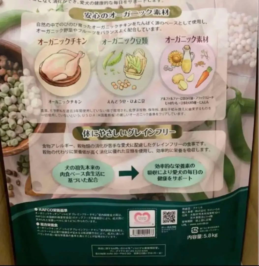 ソルビダ　グレインフリー　チキン　室内飼育成犬用　5.8kg