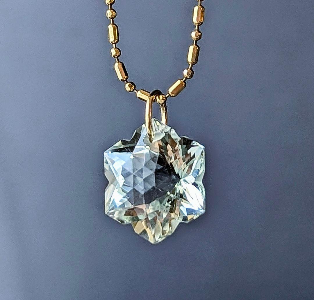 ♢容音♢K18 グリーンアメジスト4.28ct チャーム ペンダントトップ