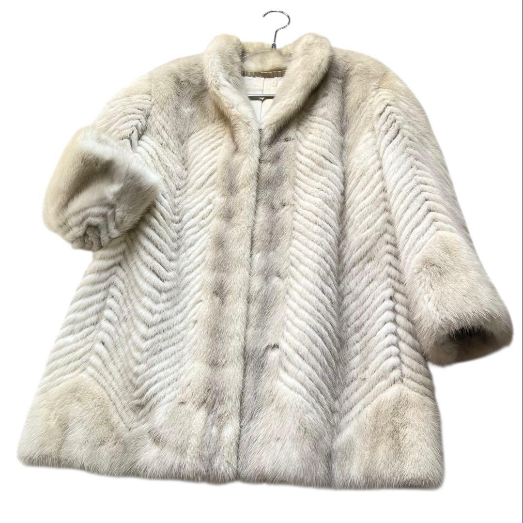 着丈70cm サファイアミンク 毛皮コート ミンク リアルファーコート 本毛皮