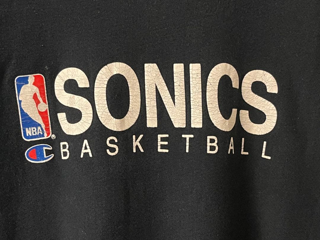 Champion 90s 刺繍 リバースウィーブ スウェット ブラック 黒 L