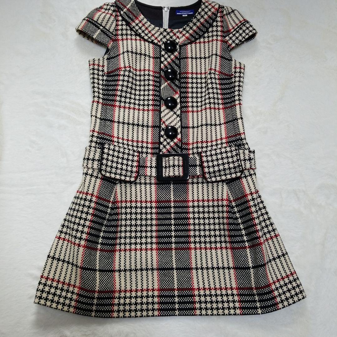バーバリーブルーレーベル　ツイードワンピース　ミニ　チェック　38　M