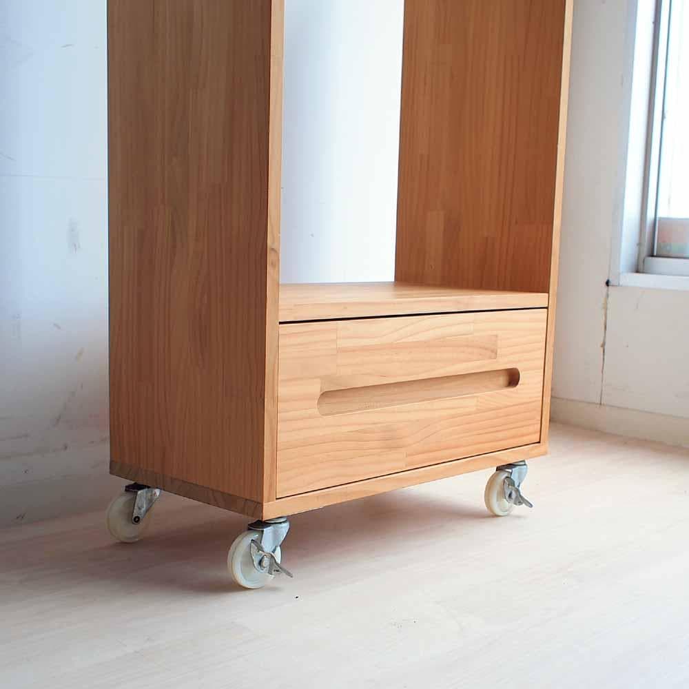 モモナチュラル パイン材 ハンガーラック 収納 ワゴン 子供部屋 ZR24183