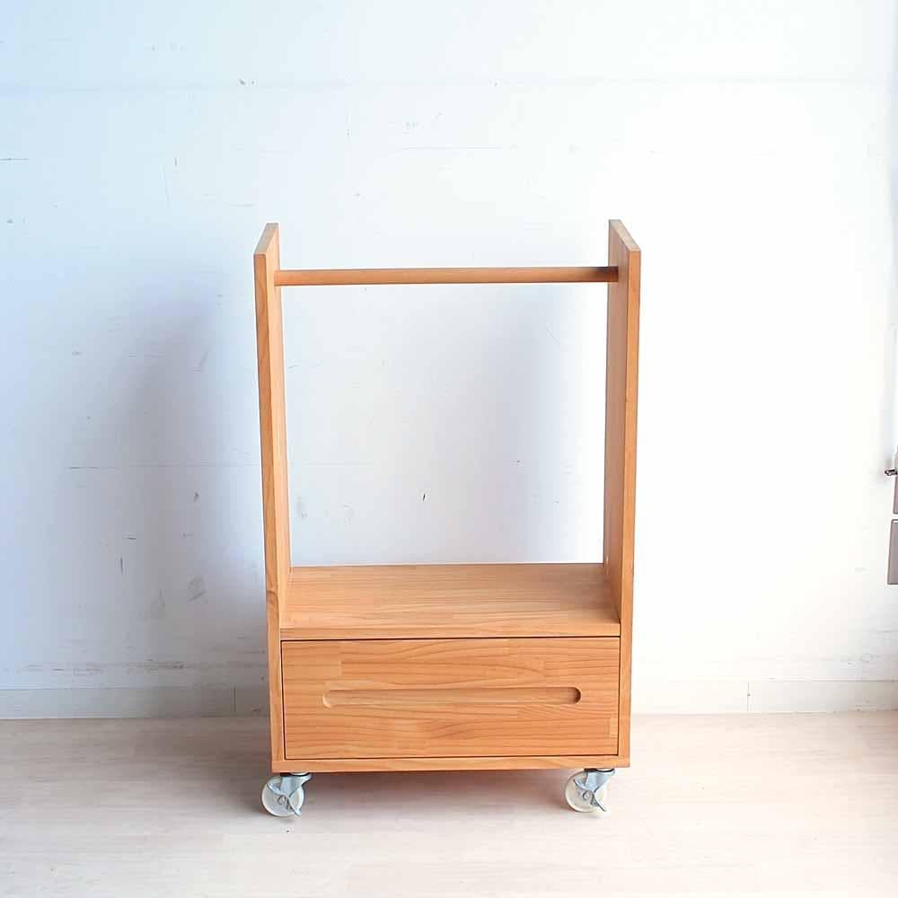 モモナチュラル パイン材 ハンガーラック 収納 ワゴン 子供部屋 ZR24183