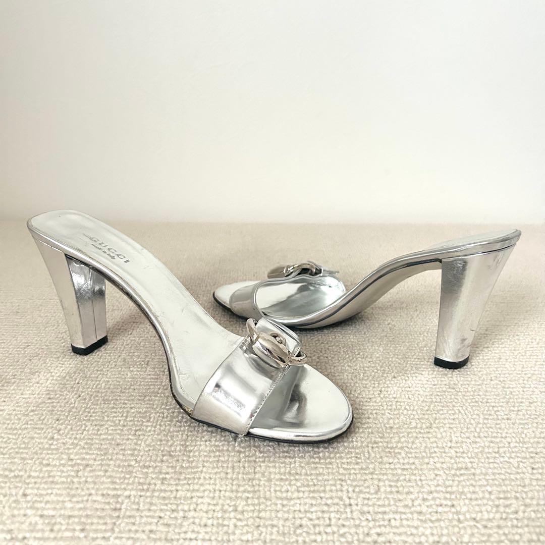 GUCCI グッチ サンダル シルバー 24cm