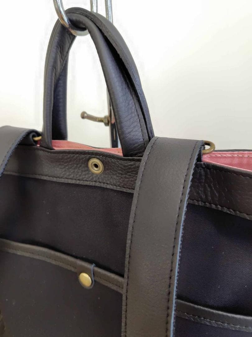 ミナペルホネンtambourineタンバリンDグリーン×クリーム/牛革A4トート