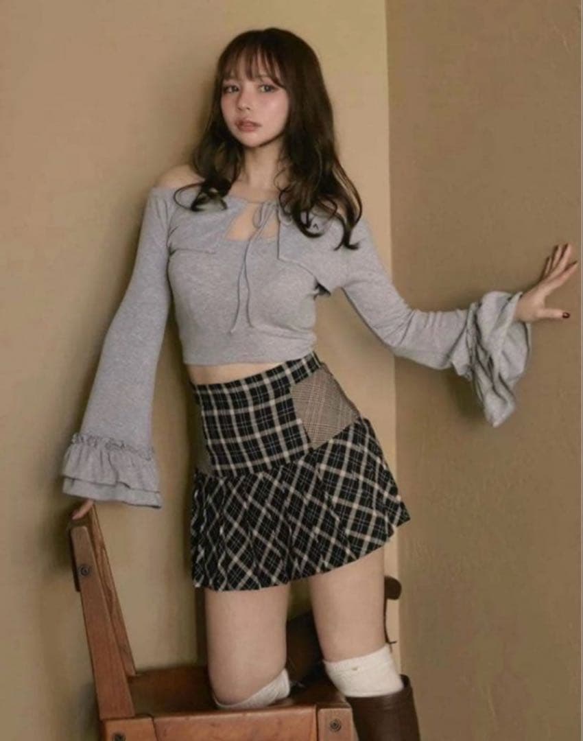 andmary Cococheckpleatsskirt アンドマリーチェック