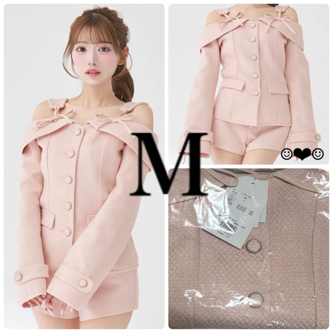 Darich♡ボンディングツイードオフショルチュニック♡ピンク♡M