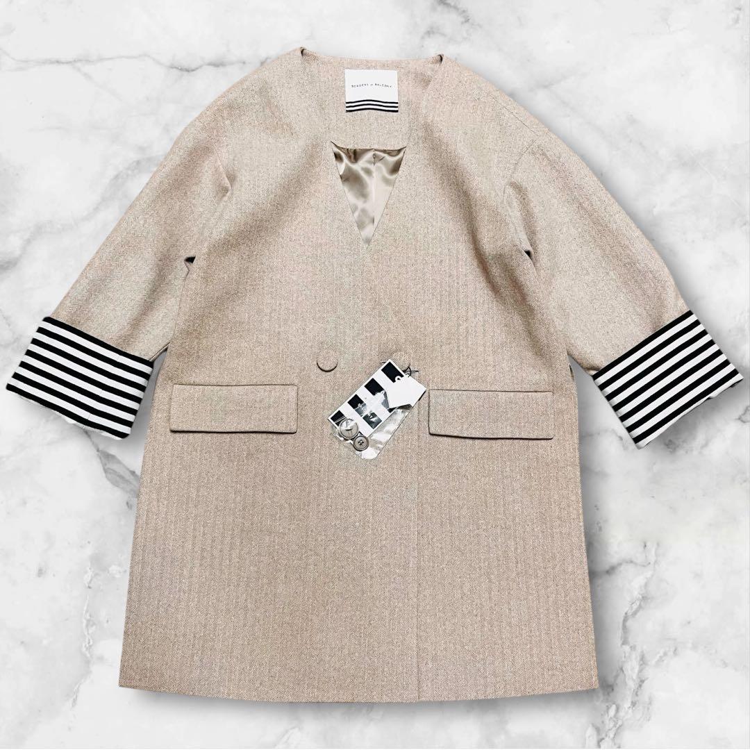 新品タグ付　ボーダーズアットバルコニー ウールへリンボーンジャケット ベージュ