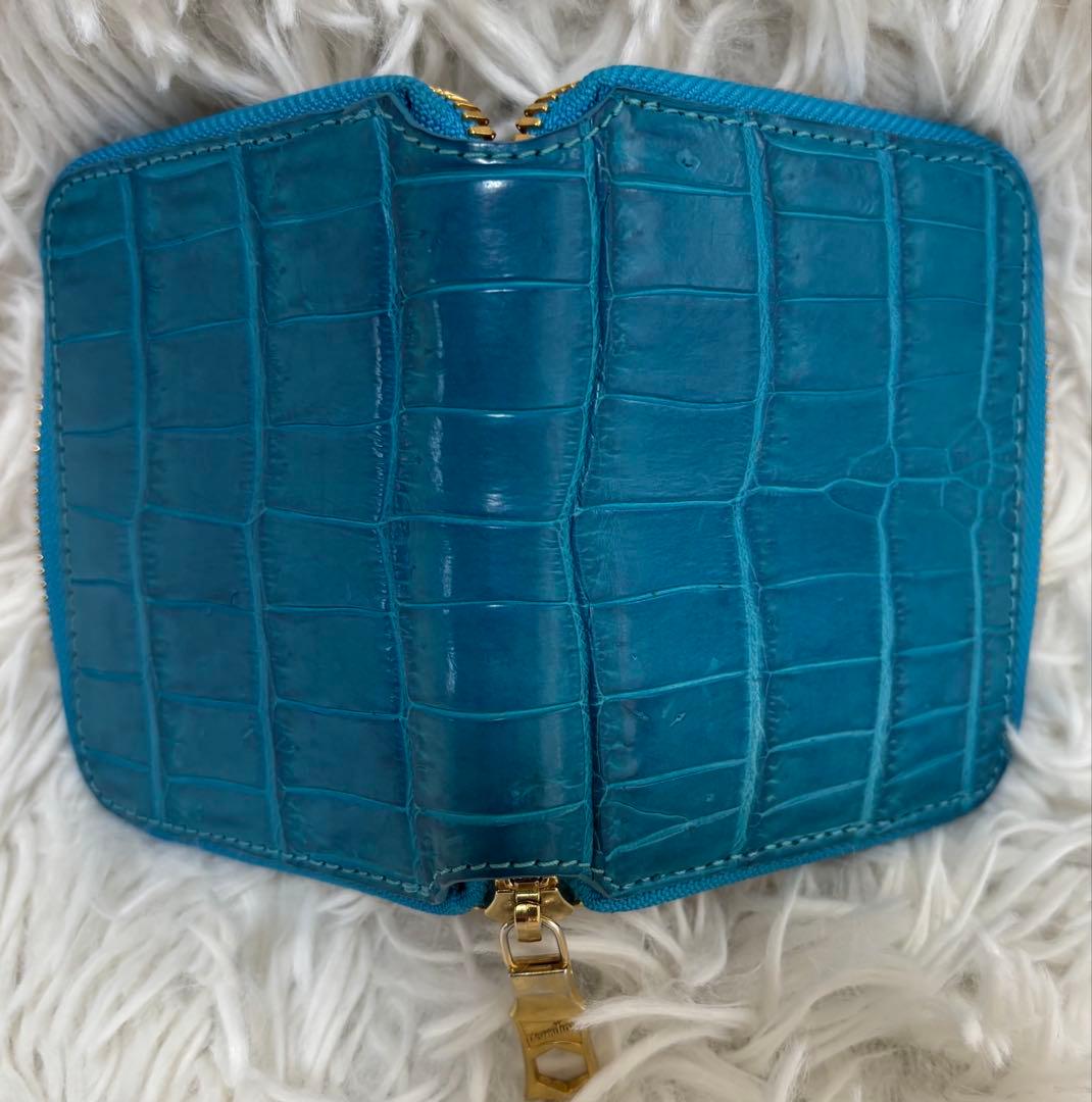 VERMILION リアルクロコ　ラウンドジップ　ウォレット　ミニ財布