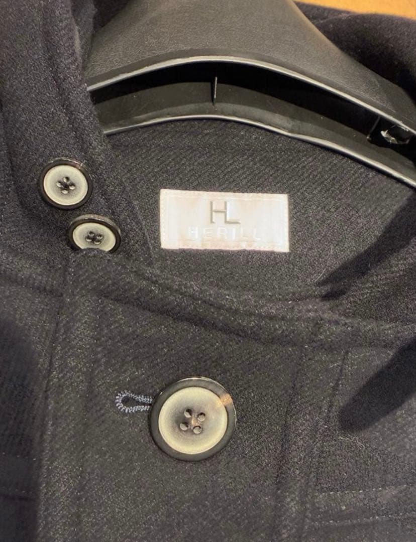 【超希少】HERILL ヘリル ブラックシープダッフルコート　ネイビー　サイズ0
