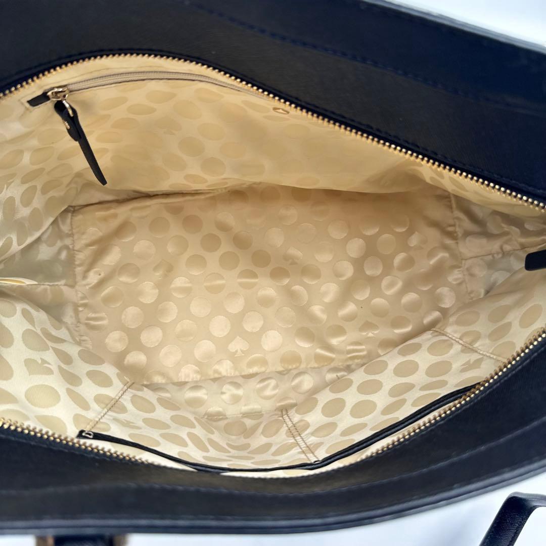 極美品✨kate spade トートバッグ　ブラック　オールレザー　A4収納