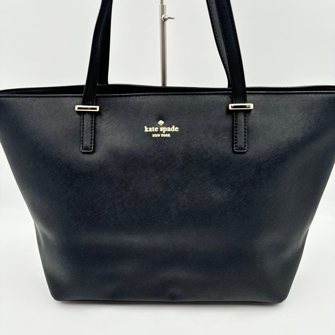 極美品✨kate spade トートバッグ　ブラック　オールレザー　A4収納