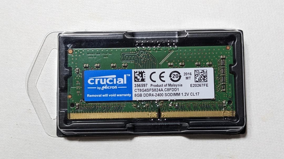 【開封済未使用】crucial 8GB×2 DDR4-2400ノート用メモリ