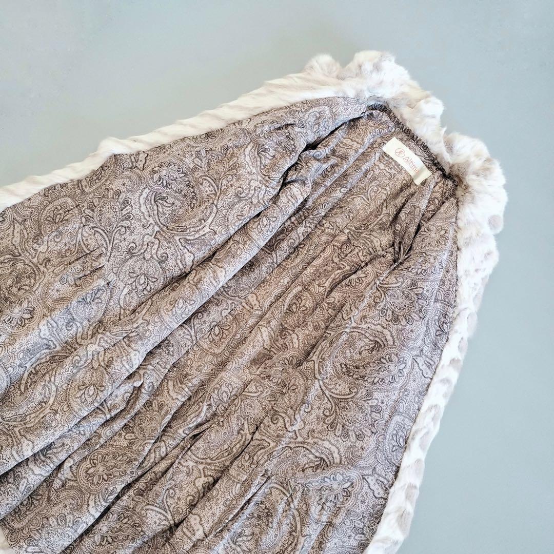 毛皮コート　ホワイト　ミックス　ブルー　アルティマ　Altima ロング