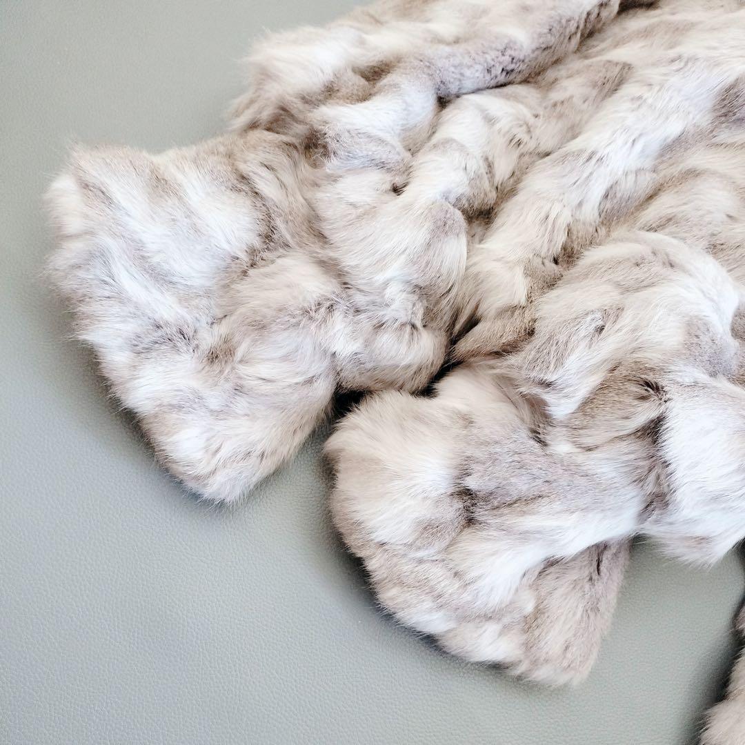 毛皮コート　ホワイト　ミックス　ブルー　アルティマ　Altima ロング