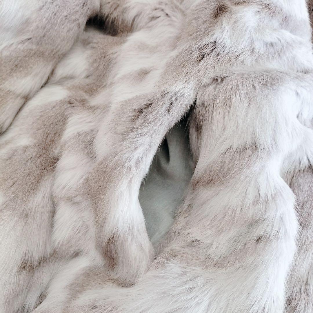 毛皮コート　ホワイト　ミックス　ブルー　アルティマ　Altima ロング