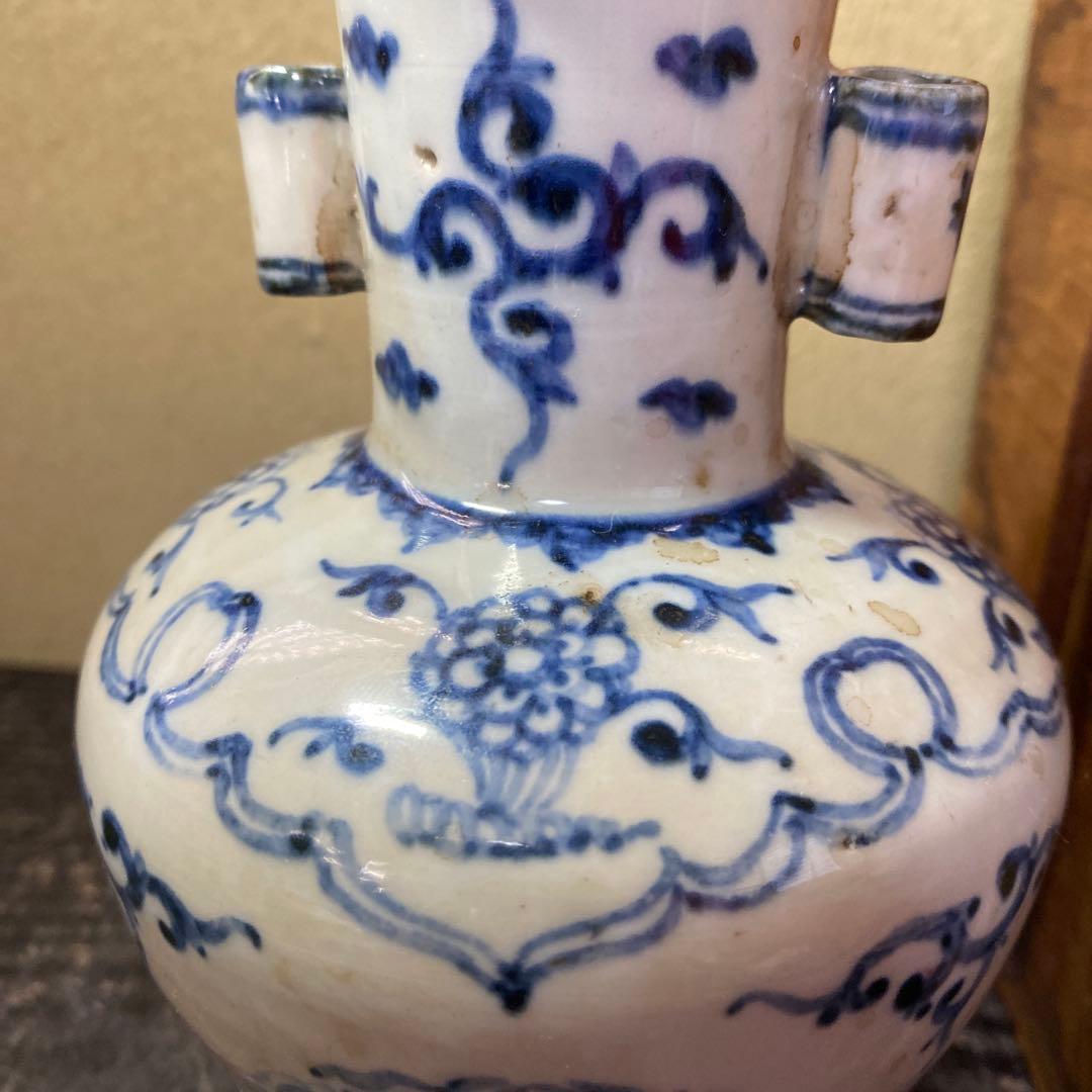 専用　中国古玩　耳付花瓶　17cm9cm