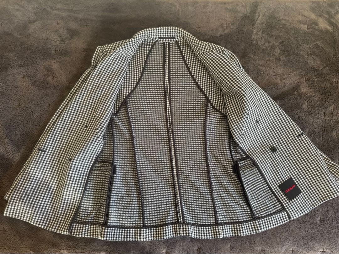 CABaN コットンカシミヤ ギンガムチェックジャカードダブルブレストジャケット