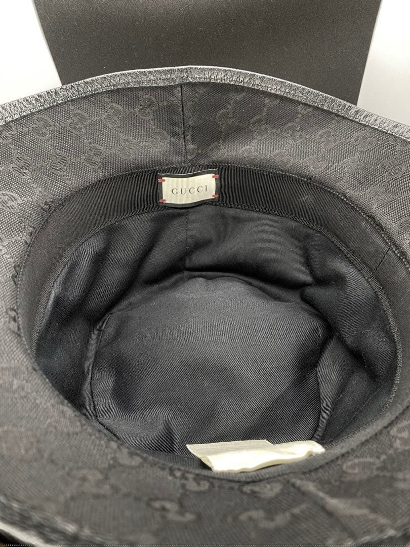 Top GUCCI 帽子 GGキャンバス バケットハット ブラック グッチ