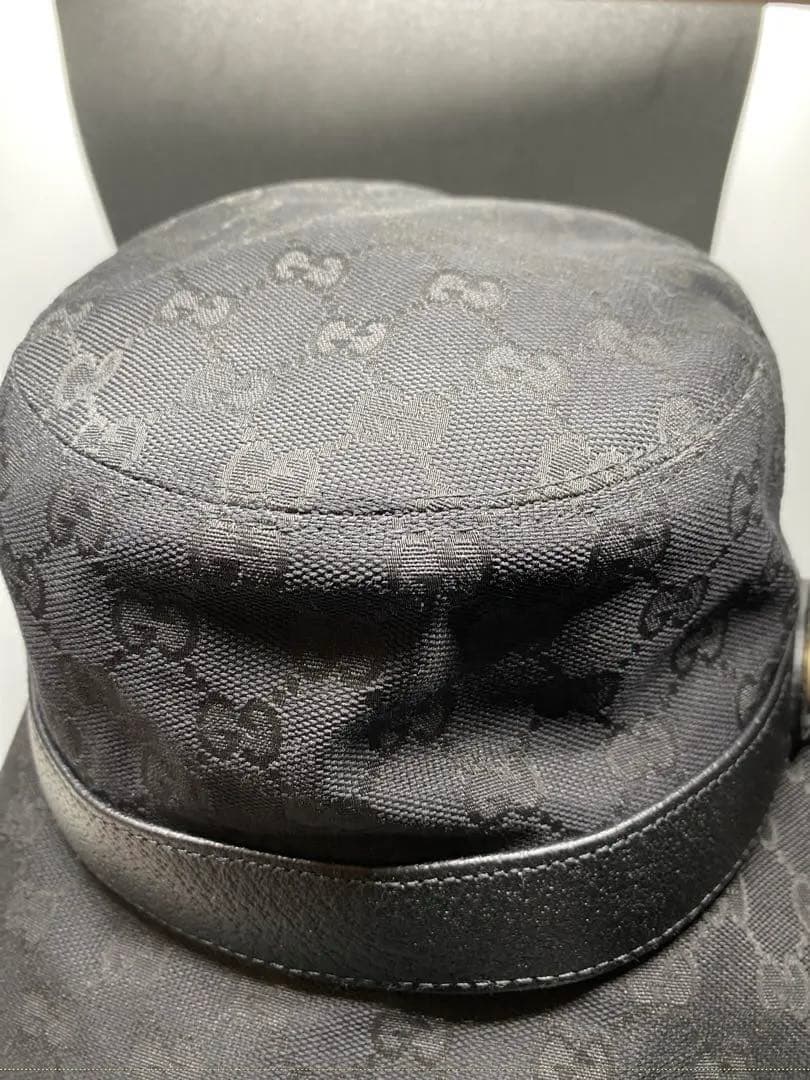 Top GUCCI 帽子 GGキャンバス バケットハット ブラック グッチ