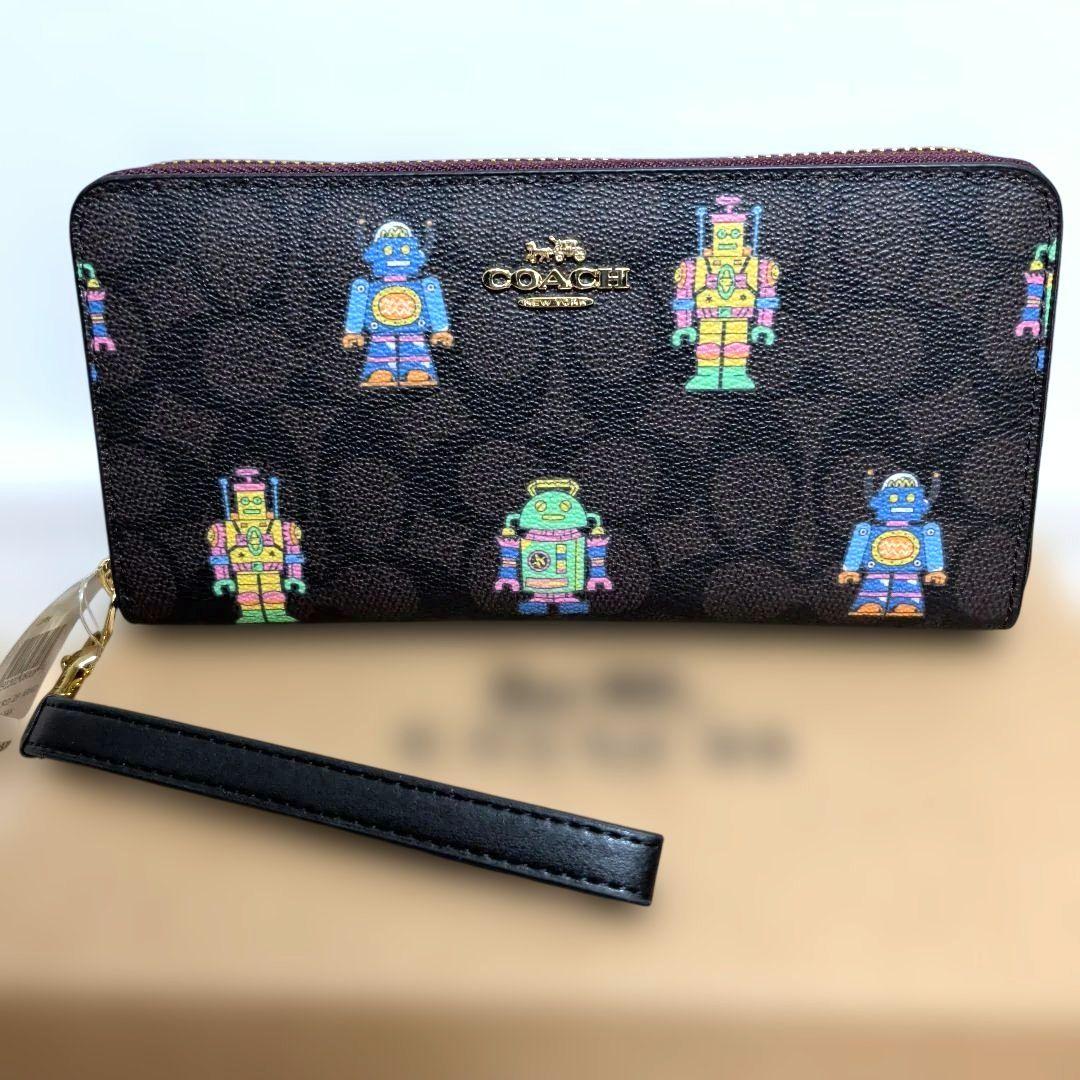 新品 COACH コーチ ロボット柄 ラウンドファスナー 長財布