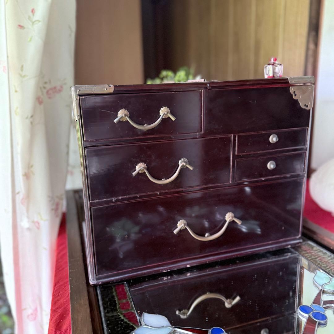 2193様感謝‼️大正浪漫スッゴイへそくり裁縫箱銅金具飾針山付仕込箪笥1竿