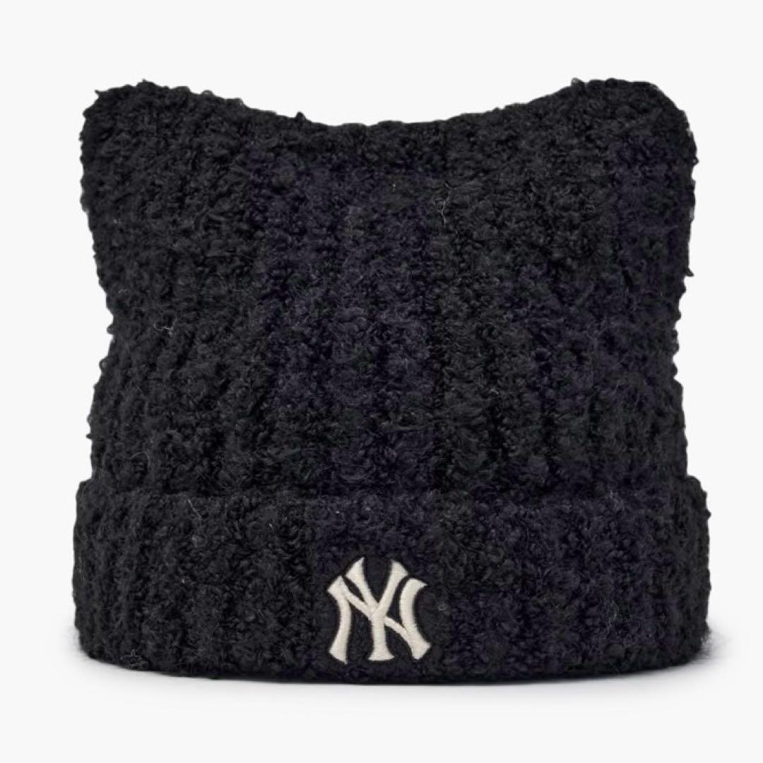 新品　韓国　MLB korea 猫耳　ニット帽　ブラック　カリナ
