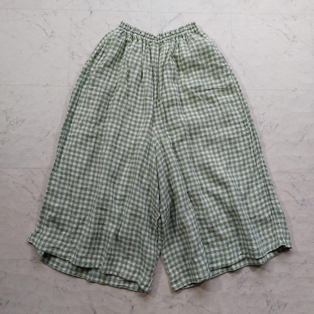 試着のみ イチアンティークス 9分丈 リネン イージーワイドパンツ F