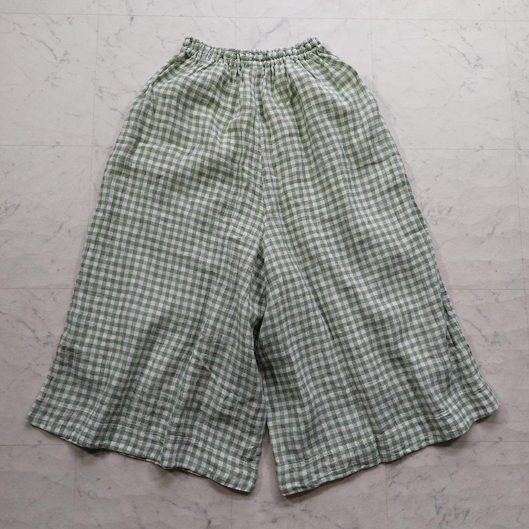 試着のみ イチアンティークス 9分丈 リネン イージーワイドパンツ F