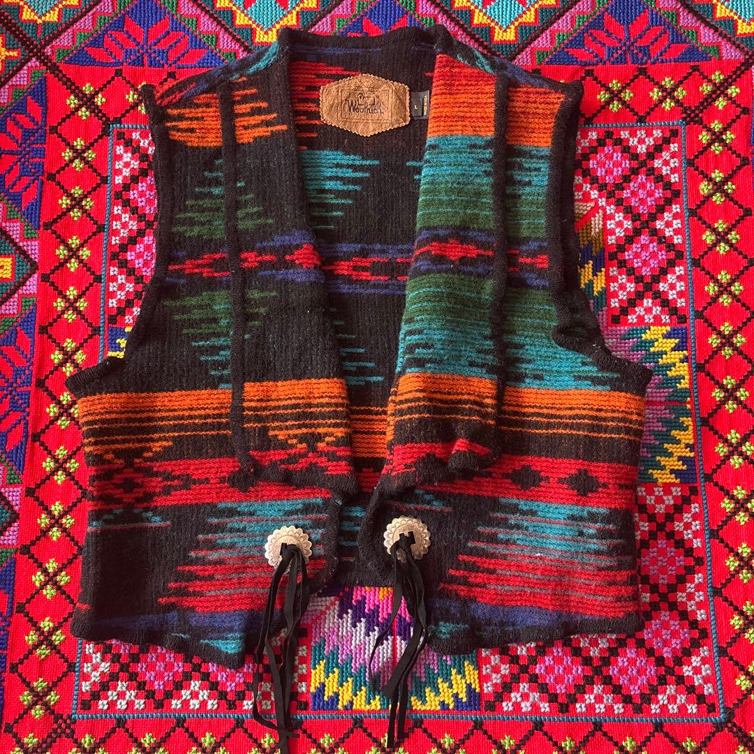 ウールリッチ　幾何学　ウエスタン　ベスト　キャンプ　ヒッピー　カラフル　USA