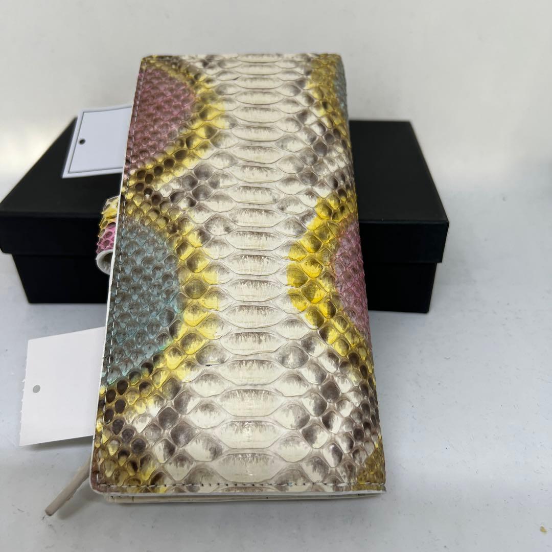 ノリコン さん専用新品　パイソンカラフルヘビ柄 二つ折り 長財布