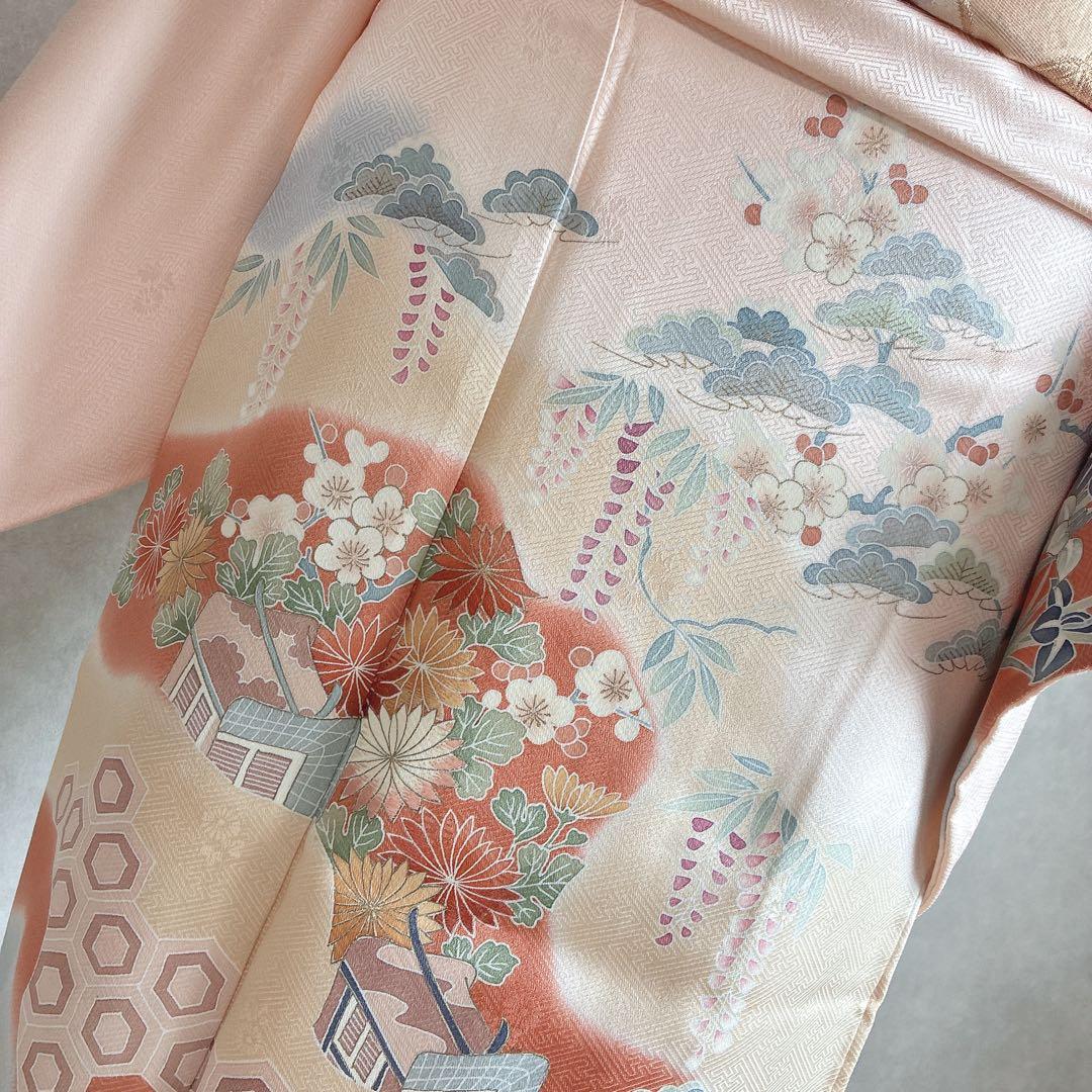 訪問着　フルセット　着物　正絹　トールサイズ　友禅　ほんのり雅　入学式　J7