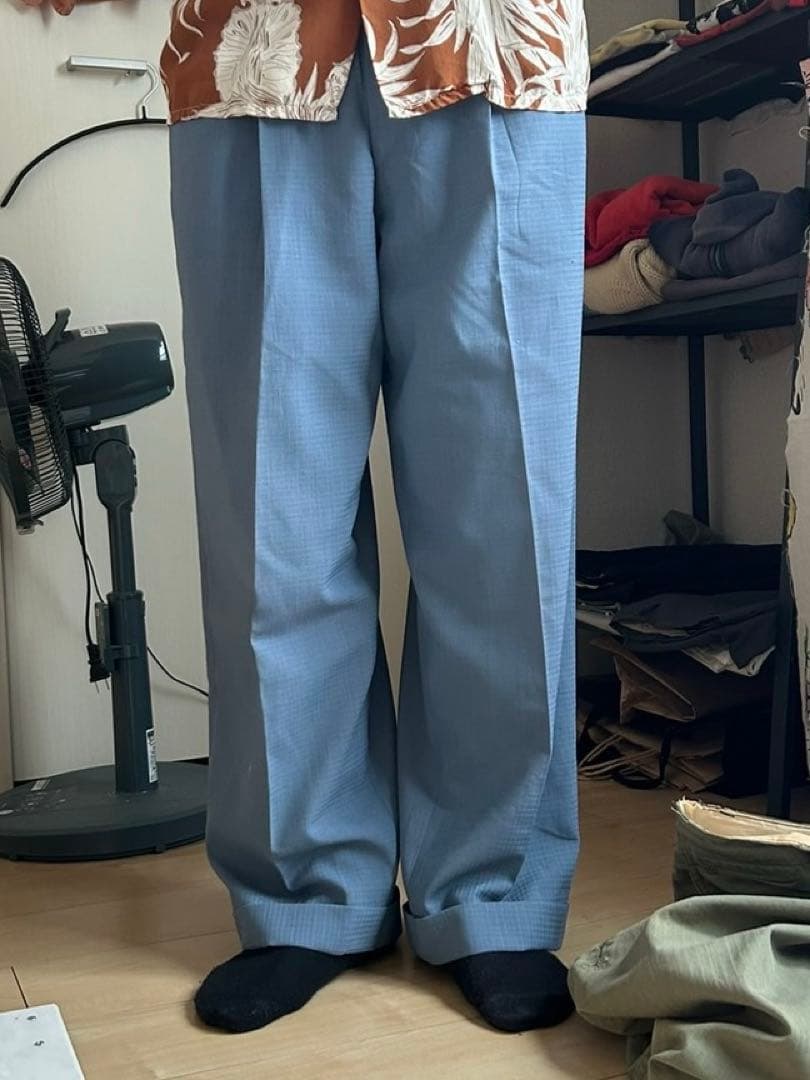 あ*様 50s レーヨン スラックス 絣 カスリ