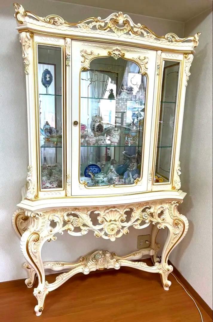 シリック　キャビネット　イタリア製家具　ロココ調　ヨーロピアン　白家具　希少