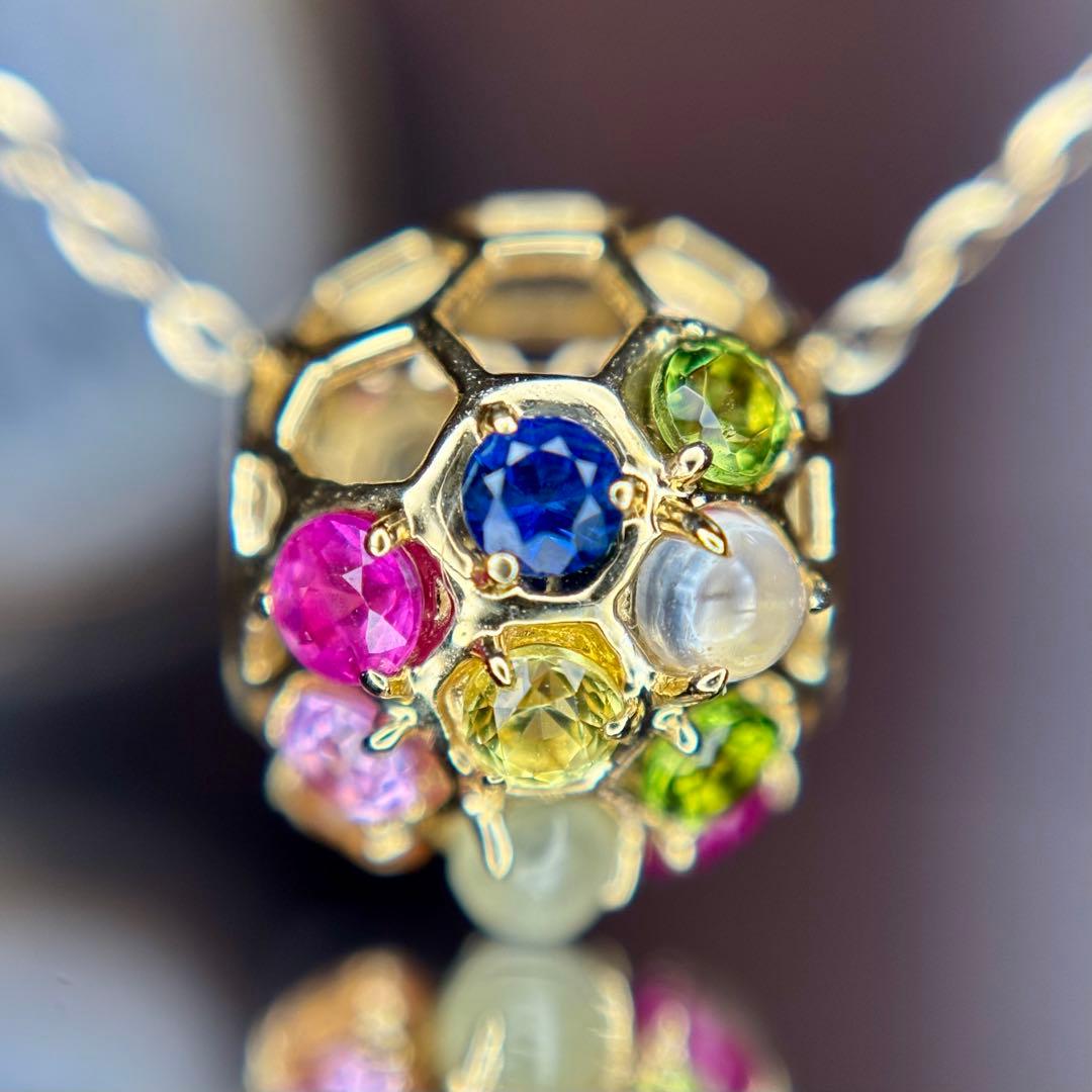 天然ルビー サファイア トルマリン ガーネット ムーンストーン K18