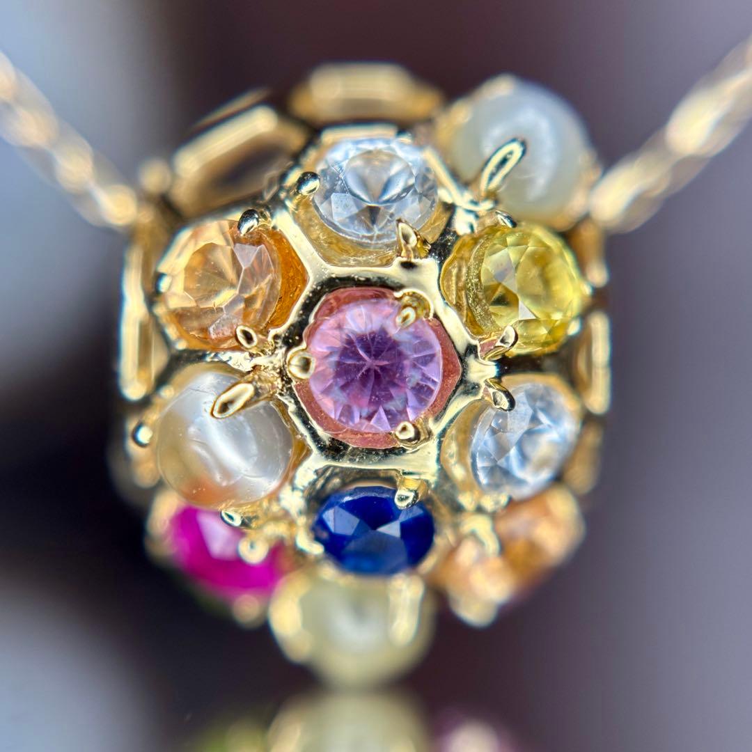 天然ルビー サファイア トルマリン ガーネット ムーンストーン K18