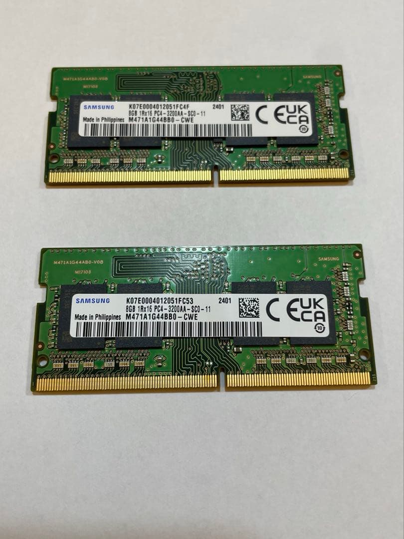 Samsung ノートPC用16GB (8GB×2枚) DDR4-3200