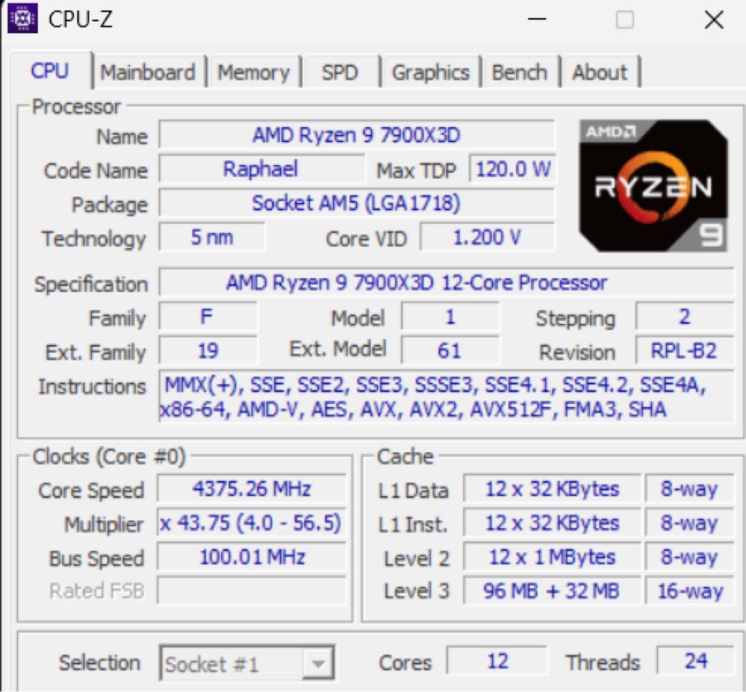 CPU AMD Ryzen9 7900X3D