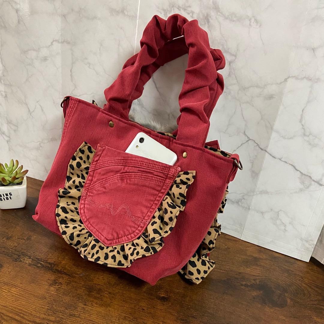 さ*ー様 コヤンイサムチョン【フリルバッグ】 デニムリメイク 猫バッグ ラビット