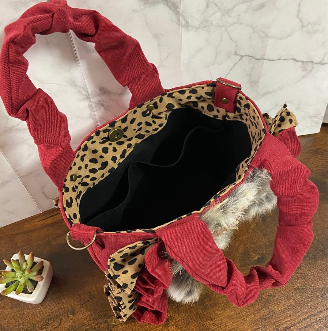 さ*ー様 コヤンイサムチョン【フリルバッグ】 デニムリメイク 猫バッグ ラビット