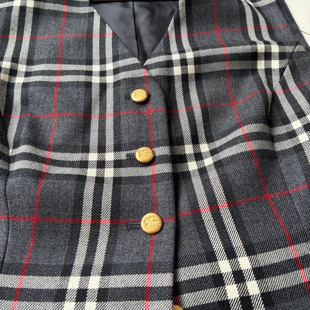 【美品】BURBERRY ジレ ベスト ノバチェック 金ボタン ネイビー L