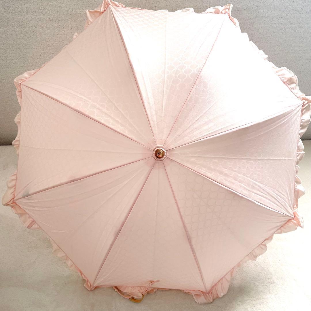 CELINE　セリーヌ　フリル　日傘　長傘　ピンク　トリオンフ　金具