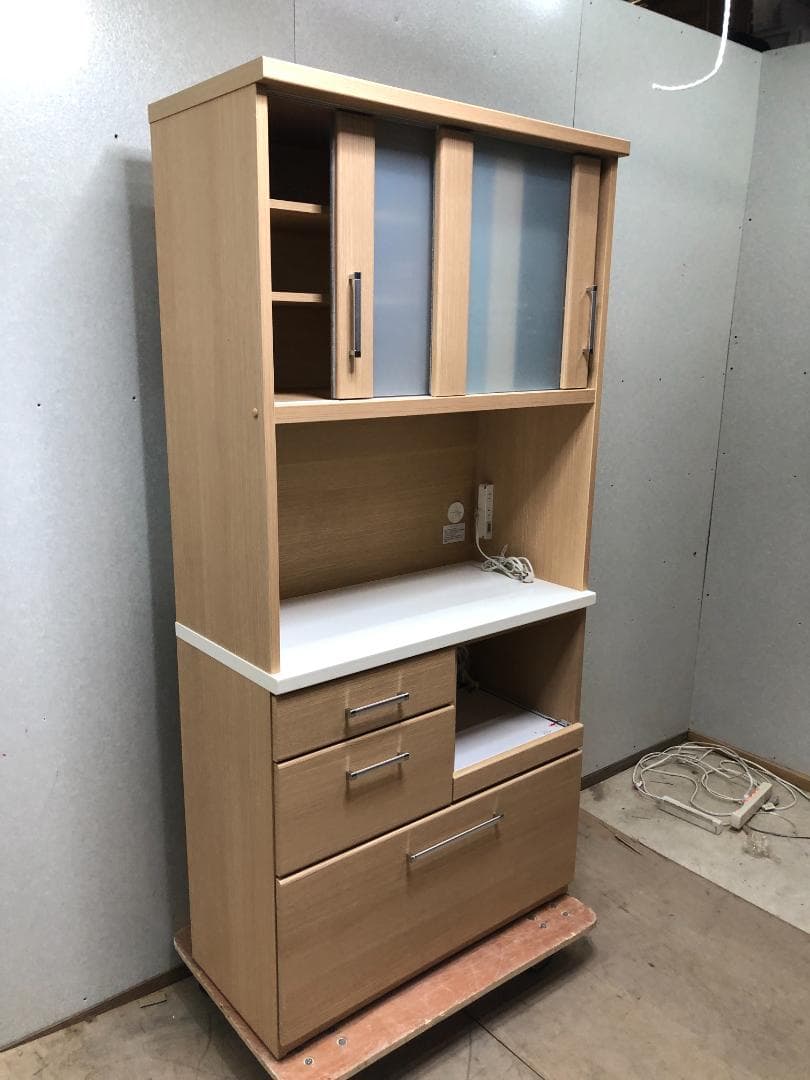 ニトリ 食器棚 RIPE-90KBS キッチン・レンジボード　250329-1