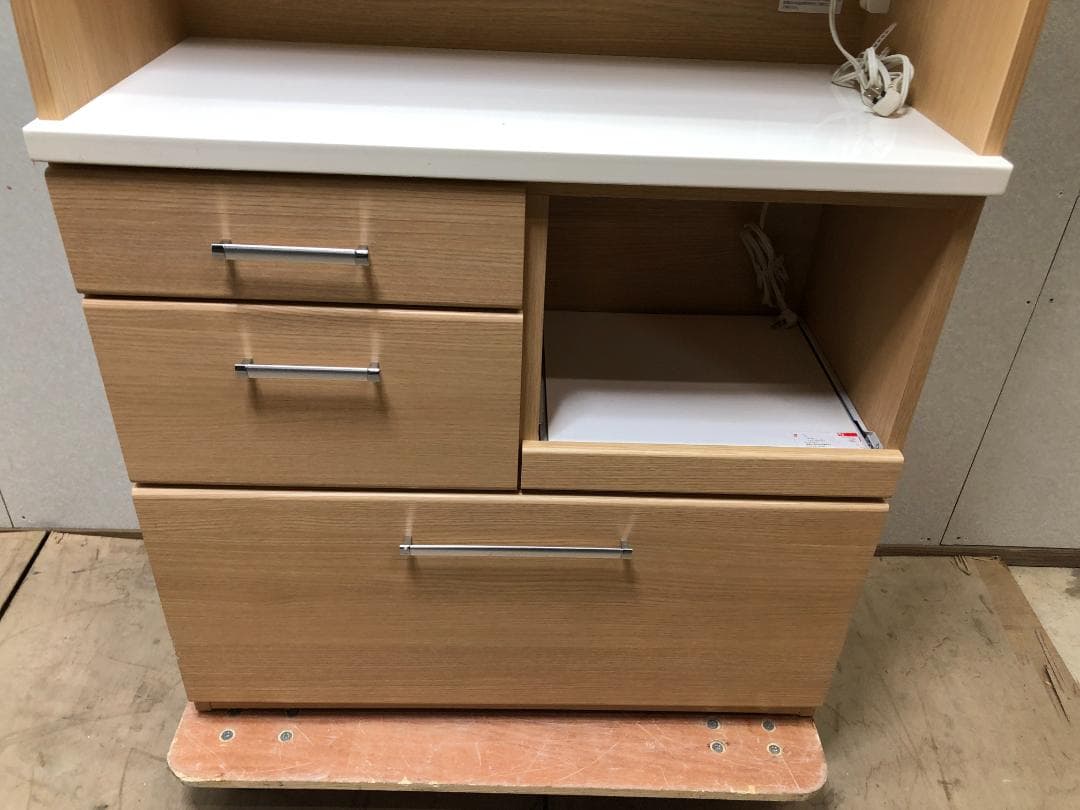 ニトリ 食器棚 RIPE-90KBS キッチン・レンジボード　250329-1