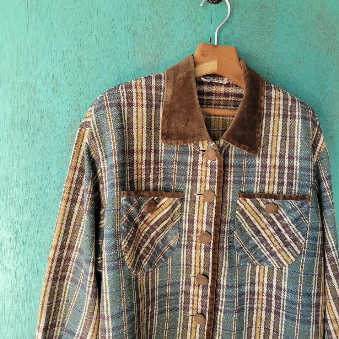 80s ES RECH レディース L相当 ネル×ベルベット