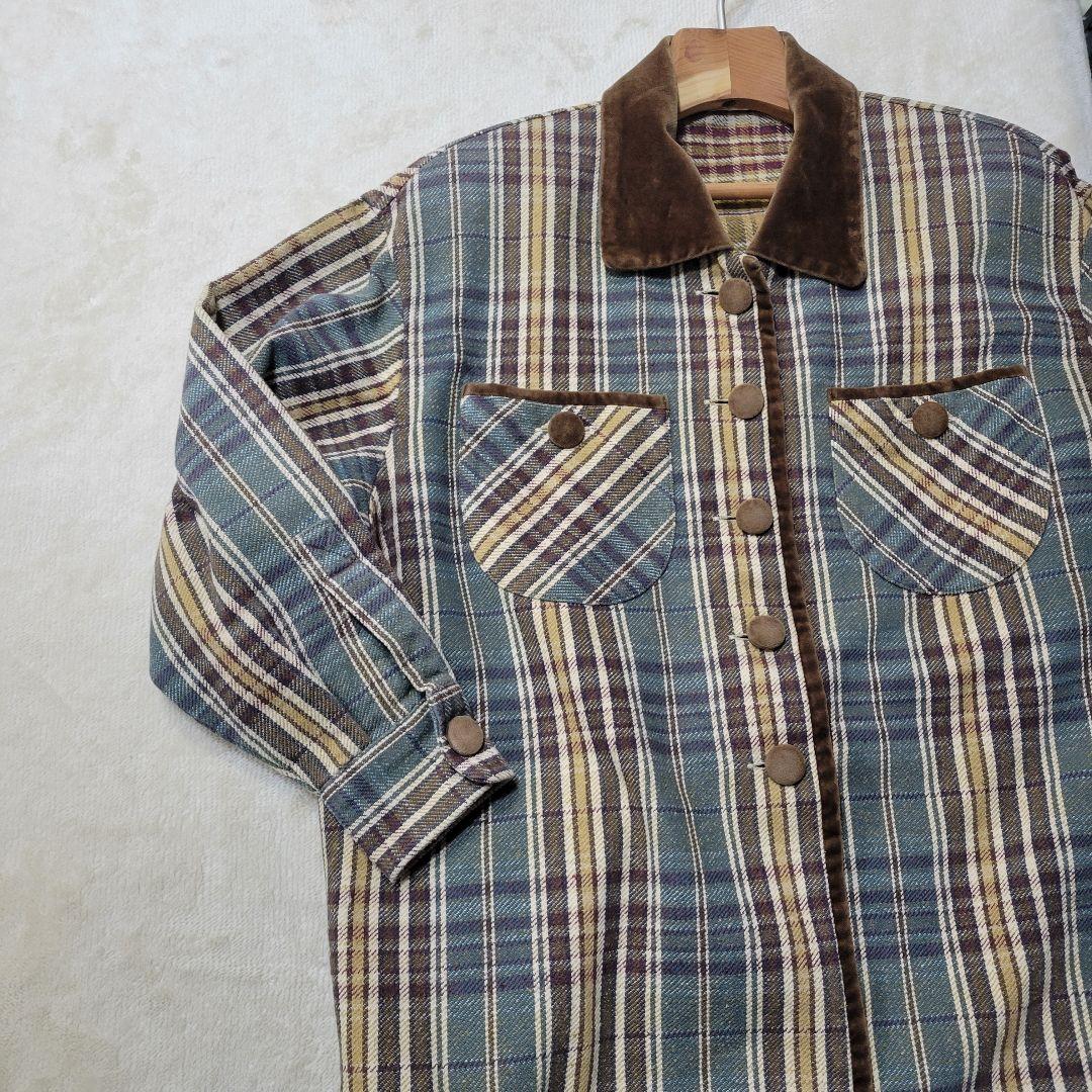 80s ES RECH レディース L相当 ネル×ベルベット