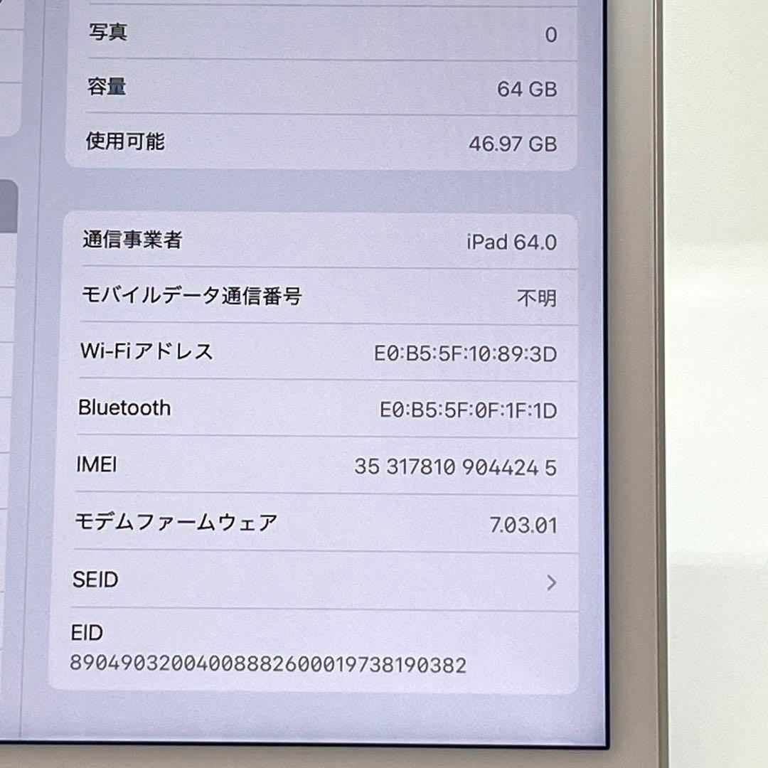 【良品】iPad mini 第5世代 cellular SIMフリーモデル㉗