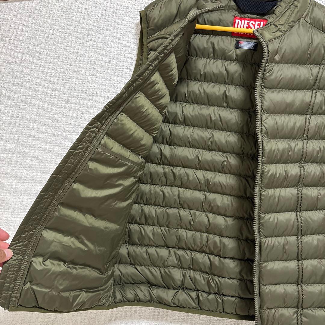 DIESEL キルティングダウンベスト オリーブ　48サイズM相当